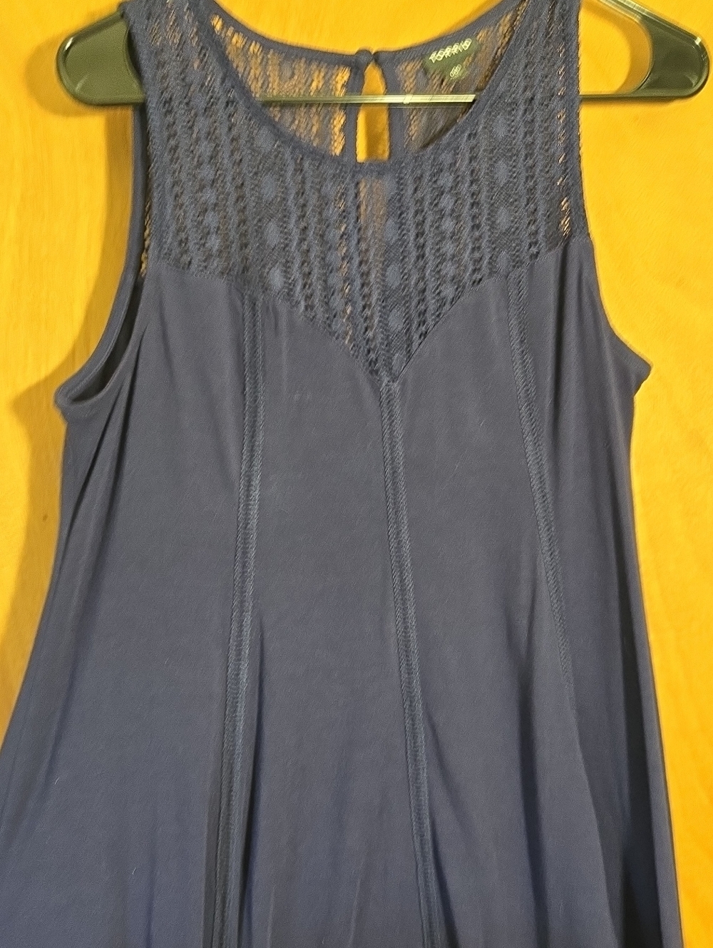 torrid Navy Sleeveless Midi Dress with Lace Yoke and Panel Seams